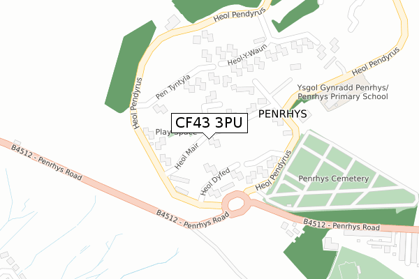 CF43 3PU map - large scale - OS Open Zoomstack (Ordnance Survey)