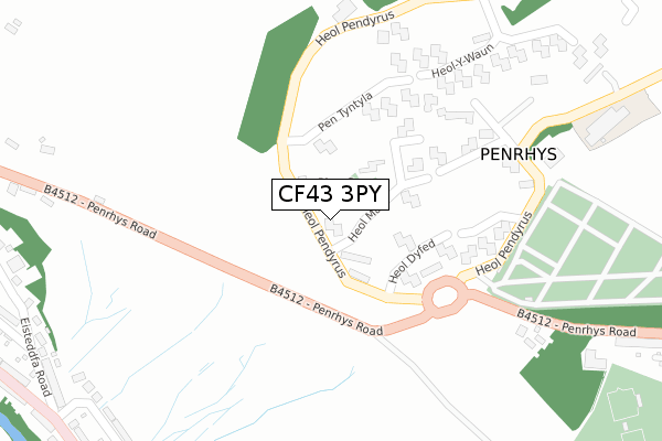 CF43 3PY map - large scale - OS Open Zoomstack (Ordnance Survey)