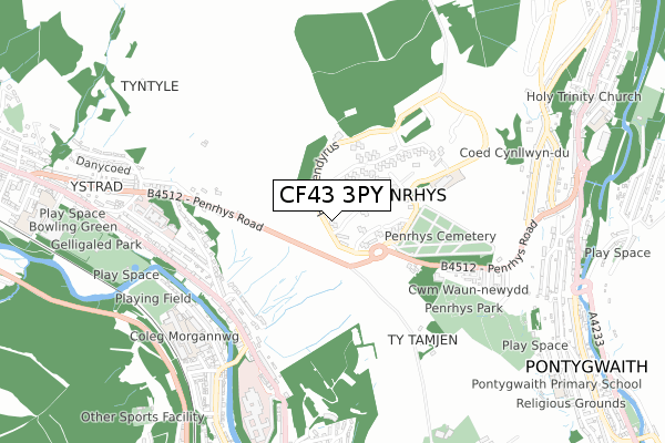 CF43 3PY map - small scale - OS Open Zoomstack (Ordnance Survey) CF43 3PY map - small scale - OS Open Zoomstack (Ordnance Survey)