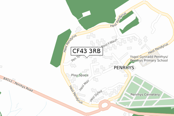 CF43 3RB map - large scale - OS Open Zoomstack (Ordnance Survey)