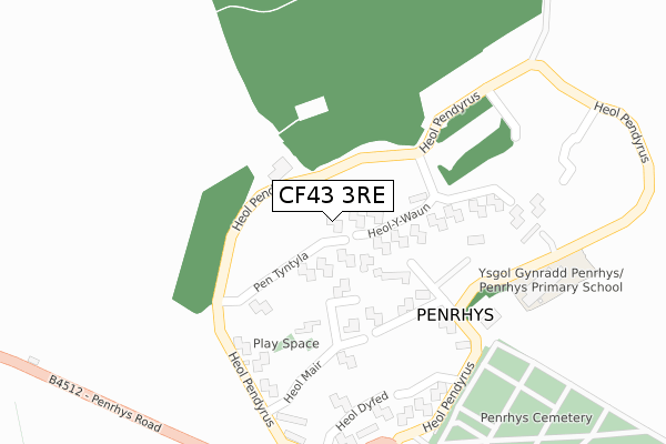 CF43 3RE map - large scale - OS Open Zoomstack (Ordnance Survey)