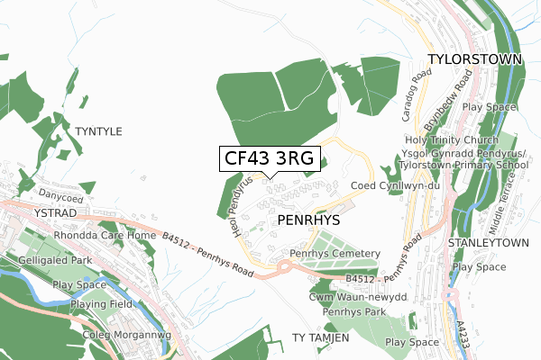 CF43 3RG map - small scale - OS Open Zoomstack (Ordnance Survey)
