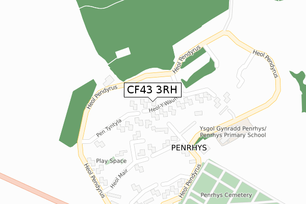 CF43 3RH map - large scale - OS Open Zoomstack (Ordnance Survey)