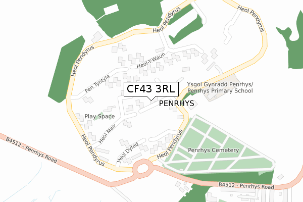 CF43 3RL map - large scale - OS Open Zoomstack (Ordnance Survey)