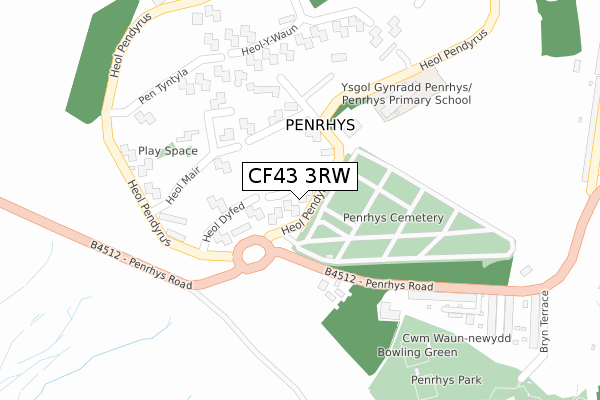 CF43 3RW map - large scale - OS Open Zoomstack (Ordnance Survey)