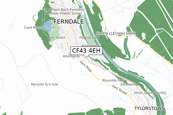 CF43 4EH map - small scale - OS Open Zoomstack (Ordnance Survey)