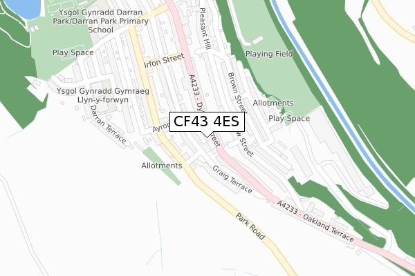 CF43 4ES map - large scale - OS Open Zoomstack (Ordnance Survey)