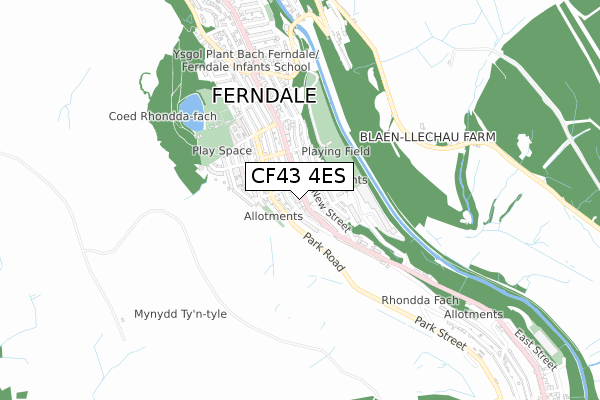 CF43 4ES map - small scale - OS Open Zoomstack (Ordnance Survey)