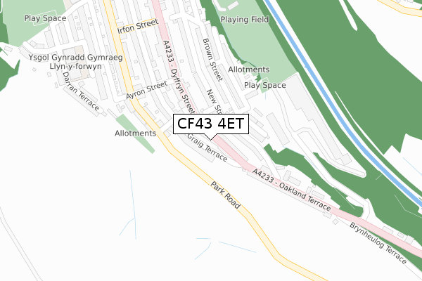 CF43 4ET map - large scale - OS Open Zoomstack (Ordnance Survey)