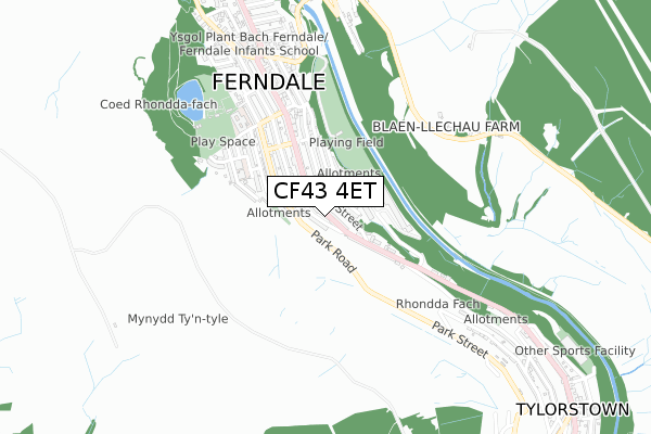 CF43 4ET map - small scale - OS Open Zoomstack (Ordnance Survey)