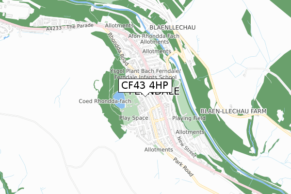 CF43 4HP map - small scale - OS Open Zoomstack (Ordnance Survey)
