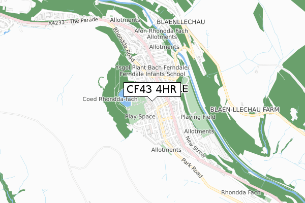 CF43 4HR map - small scale - OS Open Zoomstack (Ordnance Survey)