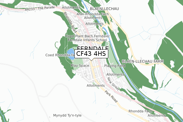 CF43 4HS map - small scale - OS Open Zoomstack (Ordnance Survey)