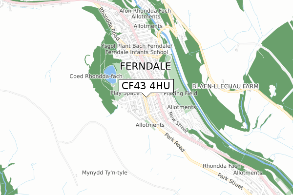 CF43 4HU map - small scale - OS Open Zoomstack (Ordnance Survey)