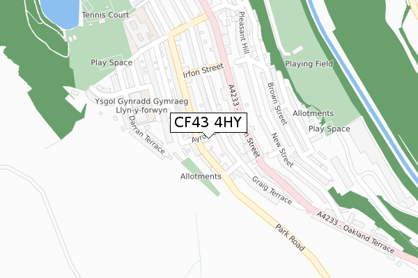 CF43 4HY map - large scale - OS Open Zoomstack (Ordnance Survey)