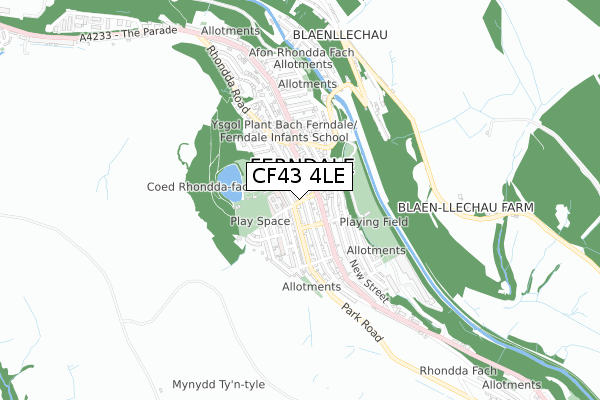 CF43 4LE map - small scale - OS Open Zoomstack (Ordnance Survey)