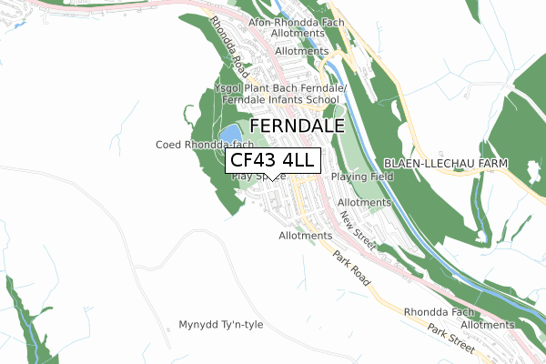 CF43 4LL map - small scale - OS Open Zoomstack (Ordnance Survey)