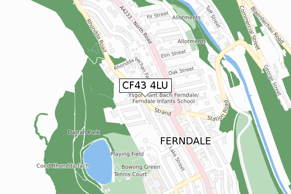 CF43 4LU map - large scale - OS Open Zoomstack (Ordnance Survey)