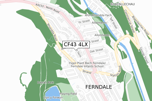 CF43 4LX map - large scale - OS Open Zoomstack (Ordnance Survey)