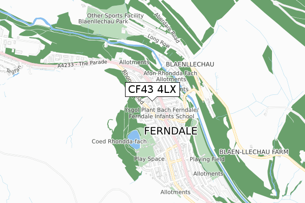 CF43 4LX map - small scale - OS Open Zoomstack (Ordnance Survey)