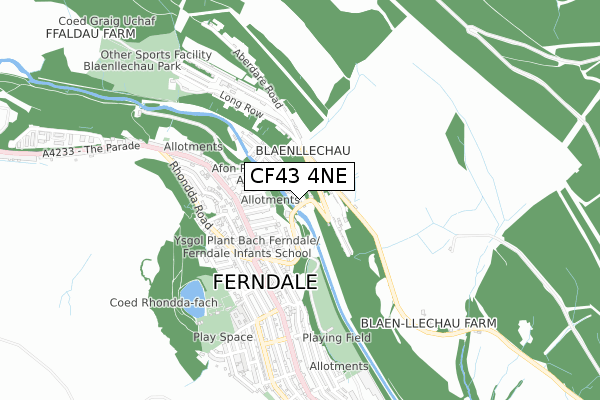 CF43 4NE map - small scale - OS Open Zoomstack (Ordnance Survey)
