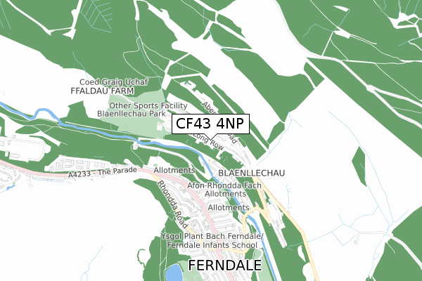 CF43 4NP map - small scale - OS Open Zoomstack (Ordnance Survey)