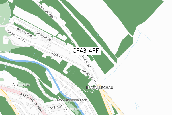 CF43 4PF map - large scale - OS Open Zoomstack (Ordnance Survey)