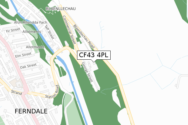 CF43 4PL map - large scale - OS Open Zoomstack (Ordnance Survey)