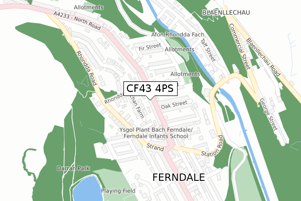 CF43 4PS map - large scale - OS Open Zoomstack (Ordnance Survey)