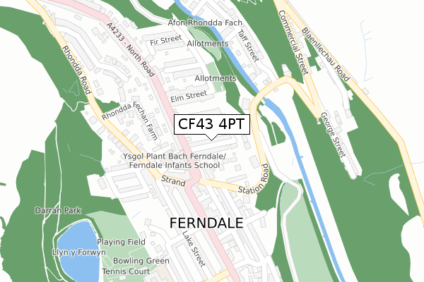 CF43 4PT map - large scale - OS Open Zoomstack (Ordnance Survey)
