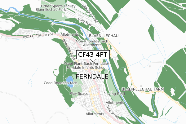 CF43 4PT map - small scale - OS Open Zoomstack (Ordnance Survey)