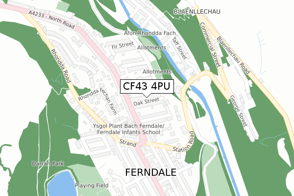 CF43 4PU map - large scale - OS Open Zoomstack (Ordnance Survey)