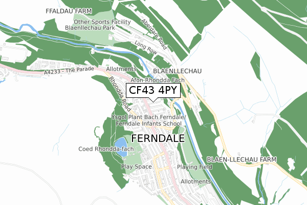 CF43 4PY map - small scale - OS Open Zoomstack (Ordnance Survey)
