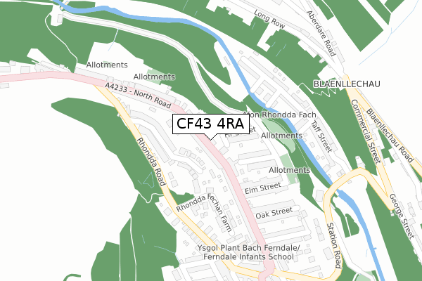 CF43 4RA map - large scale - OS Open Zoomstack (Ordnance Survey)