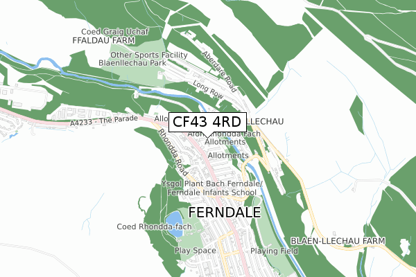 CF43 4RD map - small scale - OS Open Zoomstack (Ordnance Survey)