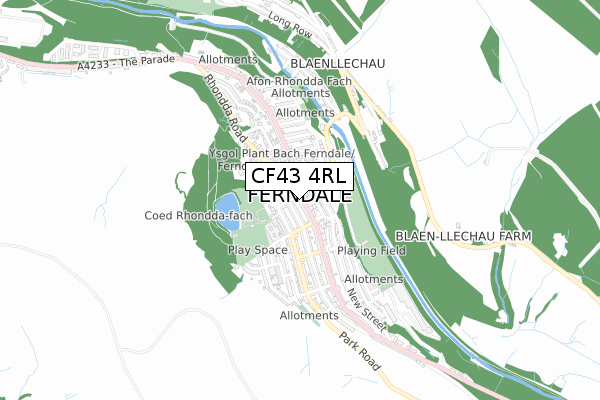 CF43 4RL map - small scale - OS Open Zoomstack (Ordnance Survey)