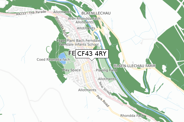 CF43 4RY map - small scale - OS Open Zoomstack (Ordnance Survey)