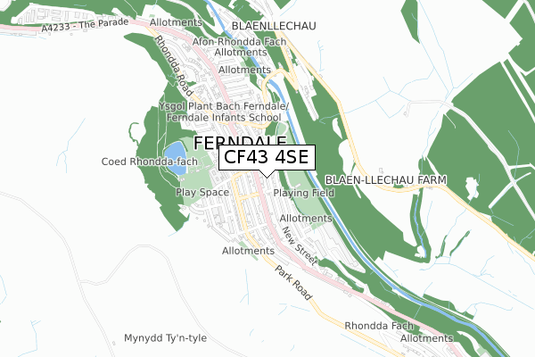 CF43 4SE map - small scale - OS Open Zoomstack (Ordnance Survey)