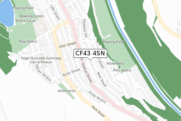 CF43 4SN map - large scale - OS Open Zoomstack (Ordnance Survey)