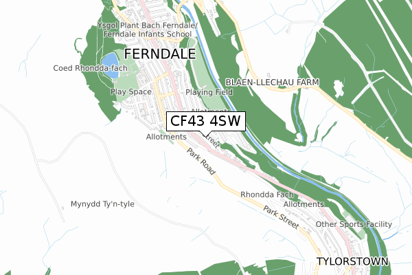 CF43 4SW map - small scale - OS Open Zoomstack (Ordnance Survey)