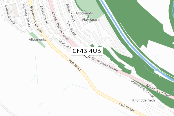 CF43 4UB map - large scale - OS Open Zoomstack (Ordnance Survey)