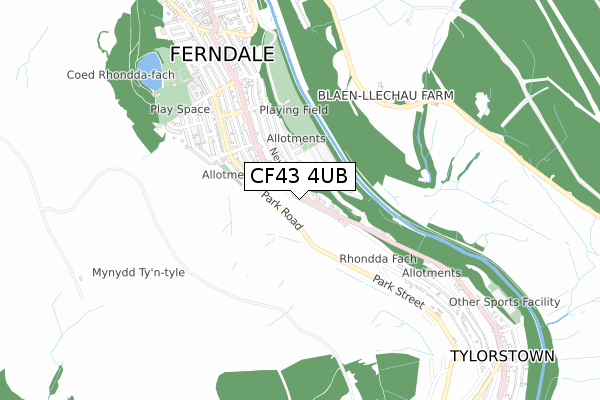 CF43 4UB map - small scale - OS Open Zoomstack (Ordnance Survey)