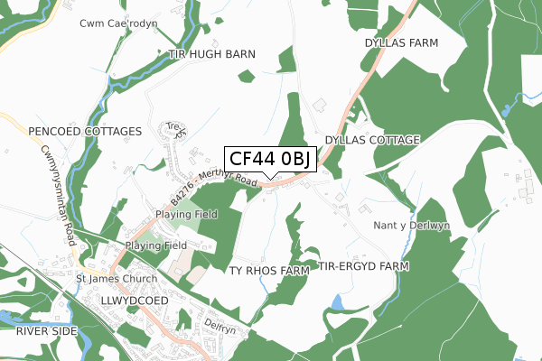 CF44 0BJ map - small scale - OS Open Zoomstack (Ordnance Survey) CF44 0BJ map - small scale - OS Open Zoomstack (Ordnance Survey)