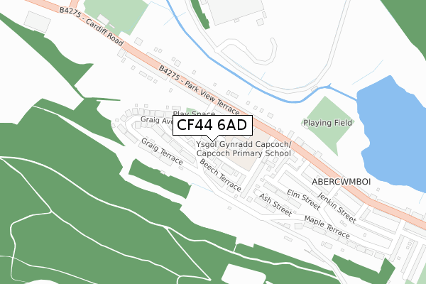 CF44 6AD map - large scale - OS Open Zoomstack (Ordnance Survey)