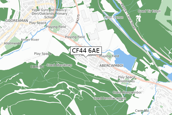 CF44 6AE map - small scale - OS Open Zoomstack (Ordnance Survey)