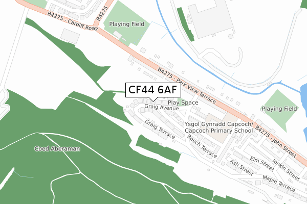 CF44 6AF map - large scale - OS Open Zoomstack (Ordnance Survey)