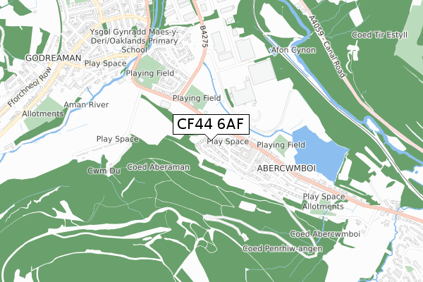 CF44 6AF map - small scale - OS Open Zoomstack (Ordnance Survey)