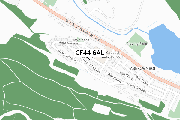 CF44 6AL map - large scale - OS Open Zoomstack (Ordnance Survey)