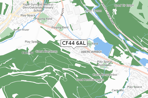 CF44 6AL map - small scale - OS Open Zoomstack (Ordnance Survey)