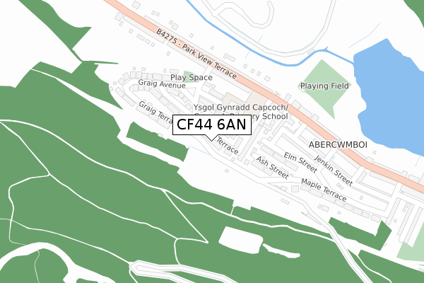 CF44 6AN map - large scale - OS Open Zoomstack (Ordnance Survey)